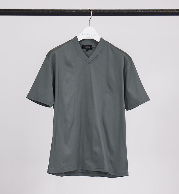 ABAHOUSE「【コンパクトスーピマ】スムース Vネック Tシャツ」|Tシャツ・カットソー|モスグリーン