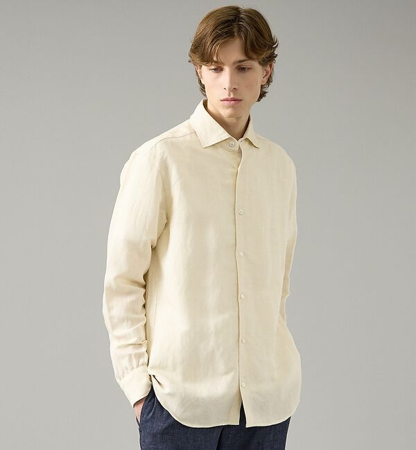 ABAHOUSE「【WASH LINEN】ソフトリネン レギュラーフィットシャツ」|シャツ・ブラウス|オフホワイト