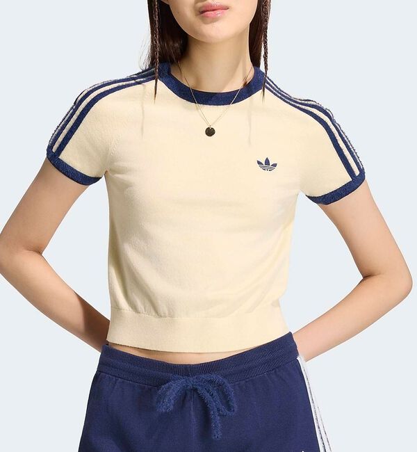 Rouge vif「【adidas / アディダス】ニットT/カットソー/ニット/ラウンドネックTシ」|Tシャツ・カットソー|オフホワイト