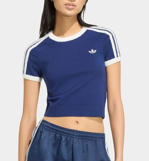 Rouge vif「【adidas / アディダス】ニットT/カットソー/ニット/ラウンドネックTシ」|Tシャツ・カットソー|ネイビー