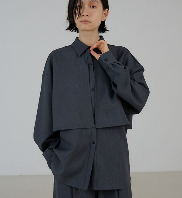 NOMINE「チェック/オックス ロングヨーク オーバーサイズ シャツ｜ユニセックス セットア」|シャツ・ブラウス|グレー