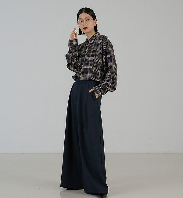 NOMINE「チェック/オックス ロングヨーク オーバーサイズ シャツ｜ユニセックス セットア」|シャツ・ブラウス|