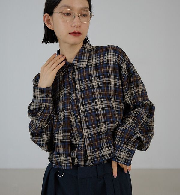 NOMINE「チェック/オックス ロングヨーク オーバーサイズ シャツ｜ユニセックス セットア」|シャツ・ブラウス|