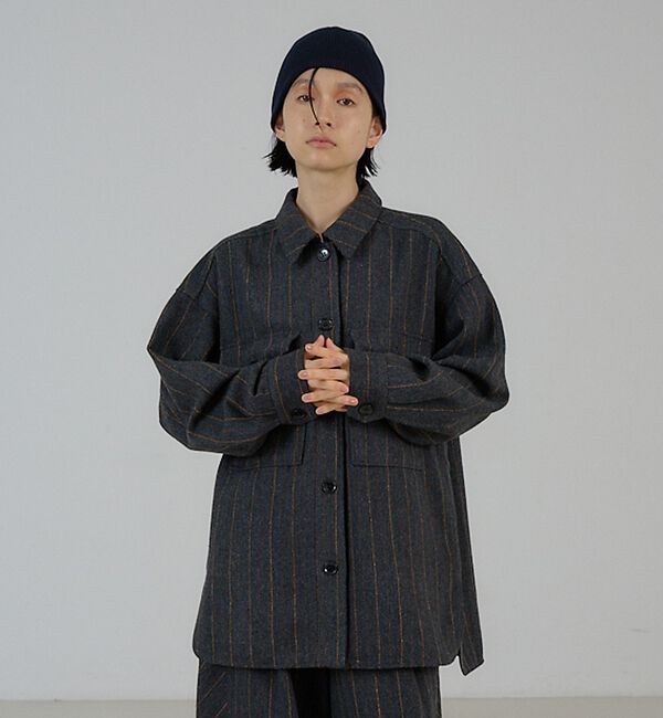 NOMINE「【セットアップ対応】フラップポケット オーバーシャツジャケット｜ピンストライプ/」|シャツ・ブラウス|