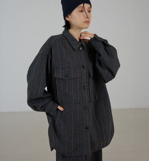 NOMINE「【セットアップ対応】フラップポケット オーバーシャツジャケット｜ピンストライプ/」|シャツ・ブラウス|