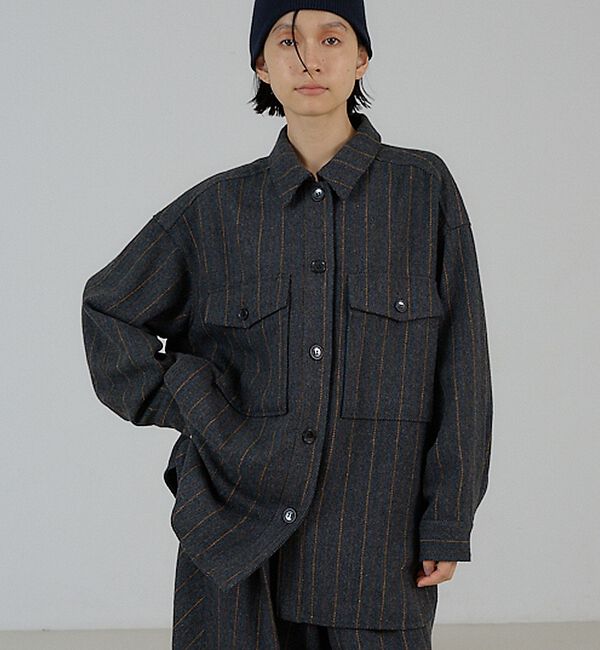 NOMINE「【セットアップ対応】フラップポケット オーバーシャツジャケット｜ピンストライプ/」|シャツ・ブラウス|