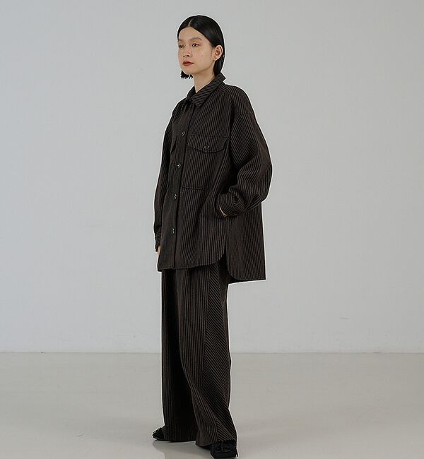 NOMINE「【セットアップ対応】フラップポケット オーバーシャツジャケット｜ピンストライプ/」|シャツ・ブラウス|