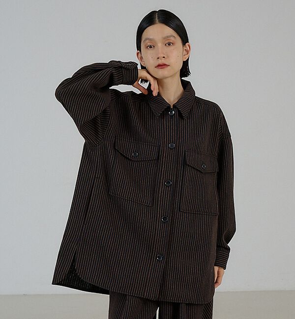 NOMINE「【セットアップ対応】フラップポケット オーバーシャツジャケット｜ピンストライプ/」|シャツ・ブラウス|