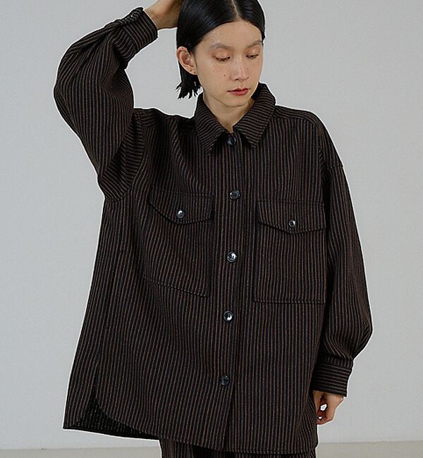 NOMINE「【セットアップ対応】フラップポケット オーバーシャツジャケット｜ピンストライプ/」|シャツ・ブラウス|