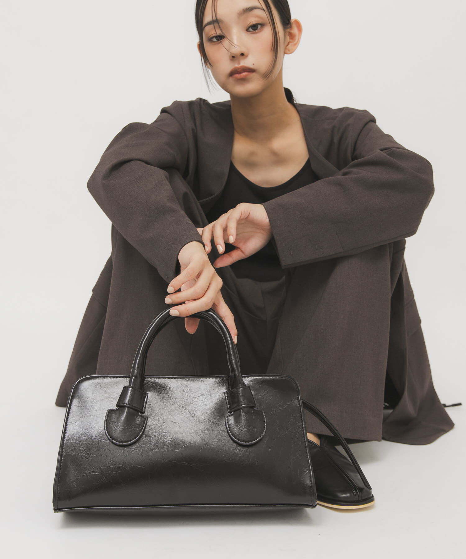  「ワイドデザインボストンBAG」|ボストンバッグ|ブラック