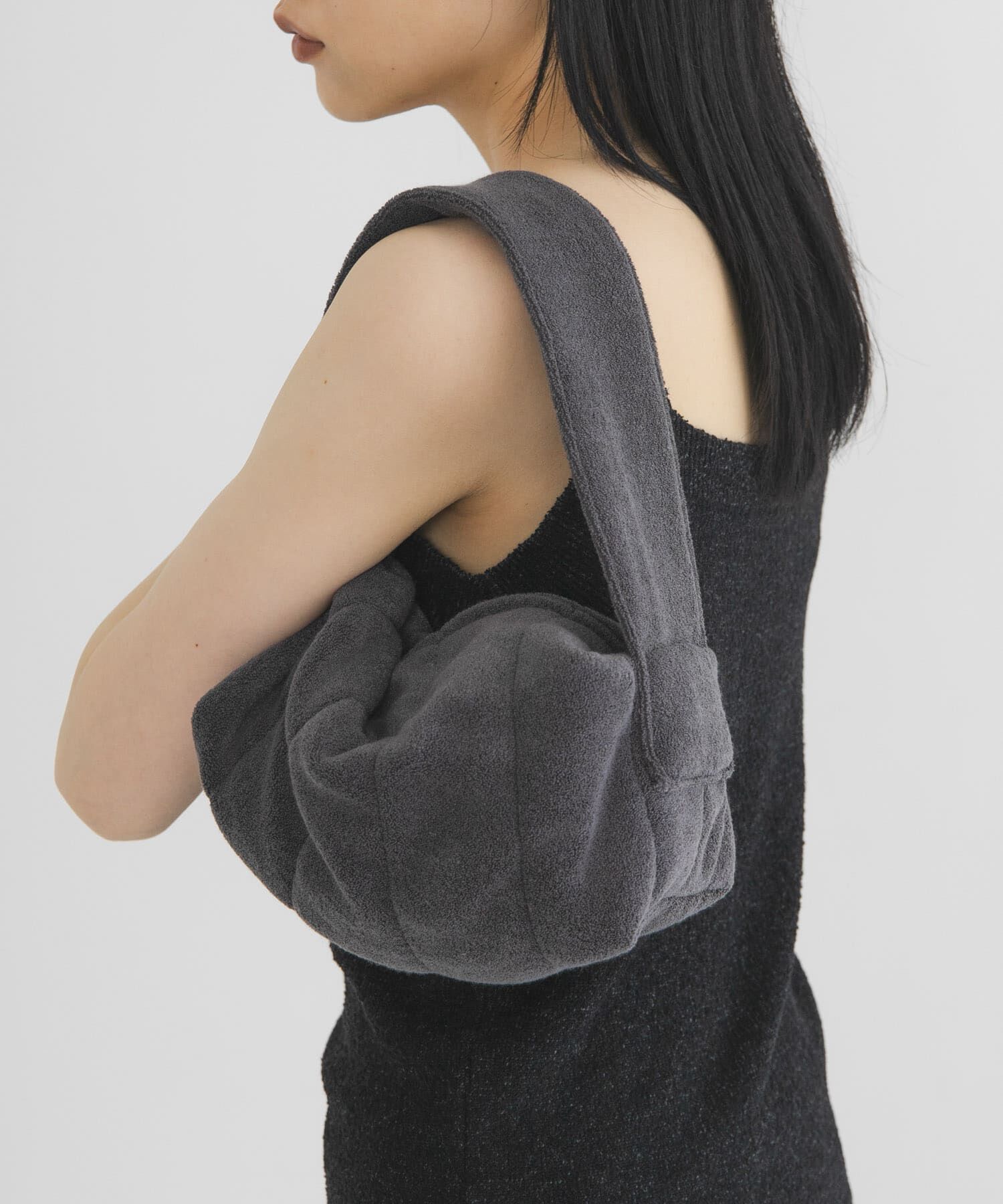  「パイルミニBAG」|ハンドバッグ|チャコールグレー