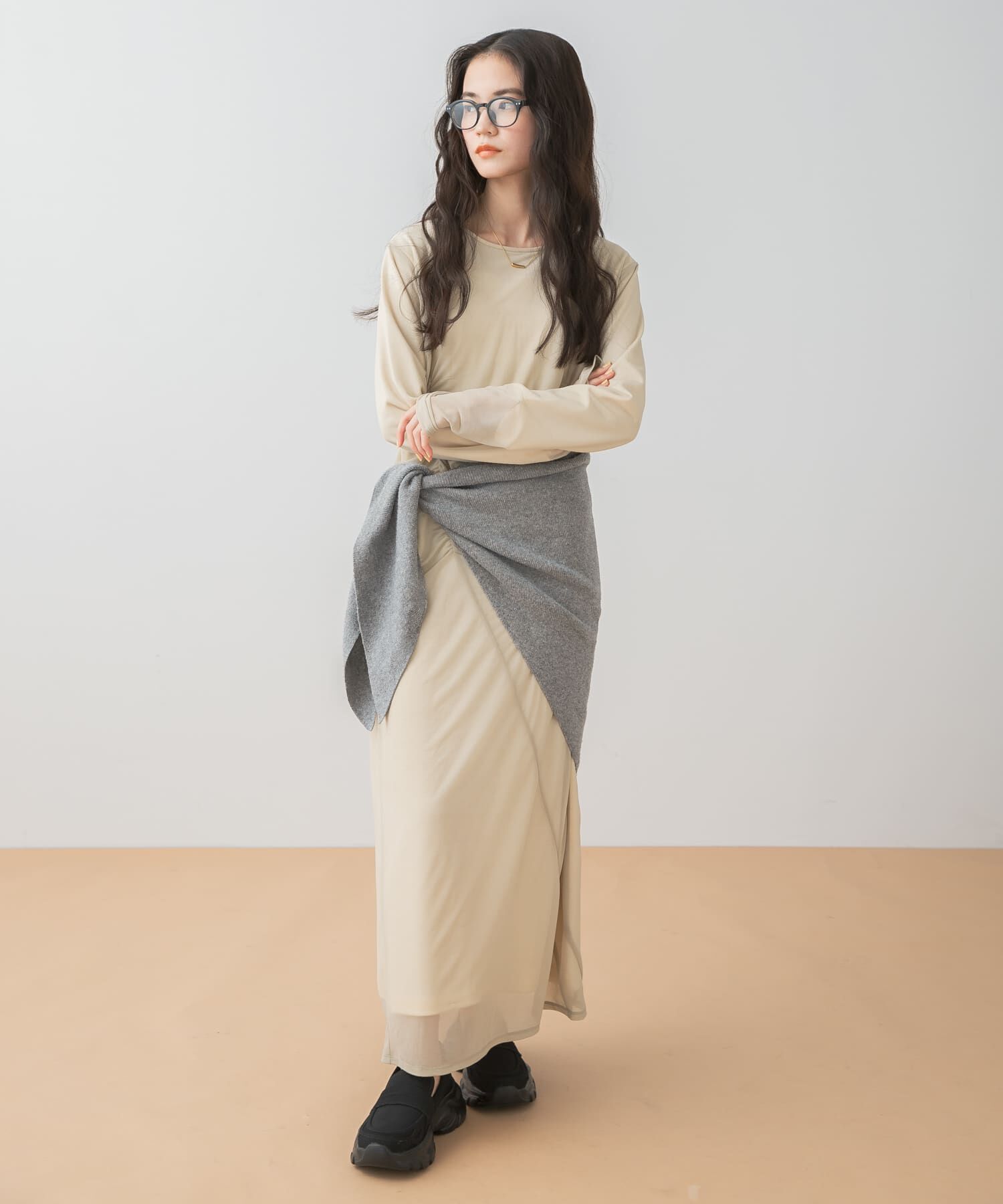 SENSE OF PLACE by URBAN RESEARCH「シアーレイヤードシャーリングワンピース」|ワンピース|ベージュ