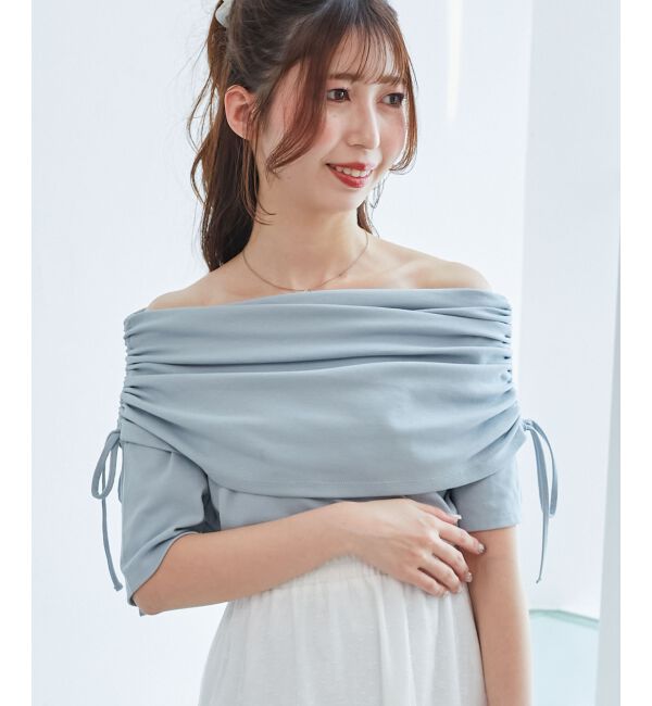  「サイドドロストオフショルカットトップス」|Tシャツ・カットソー|ブルー