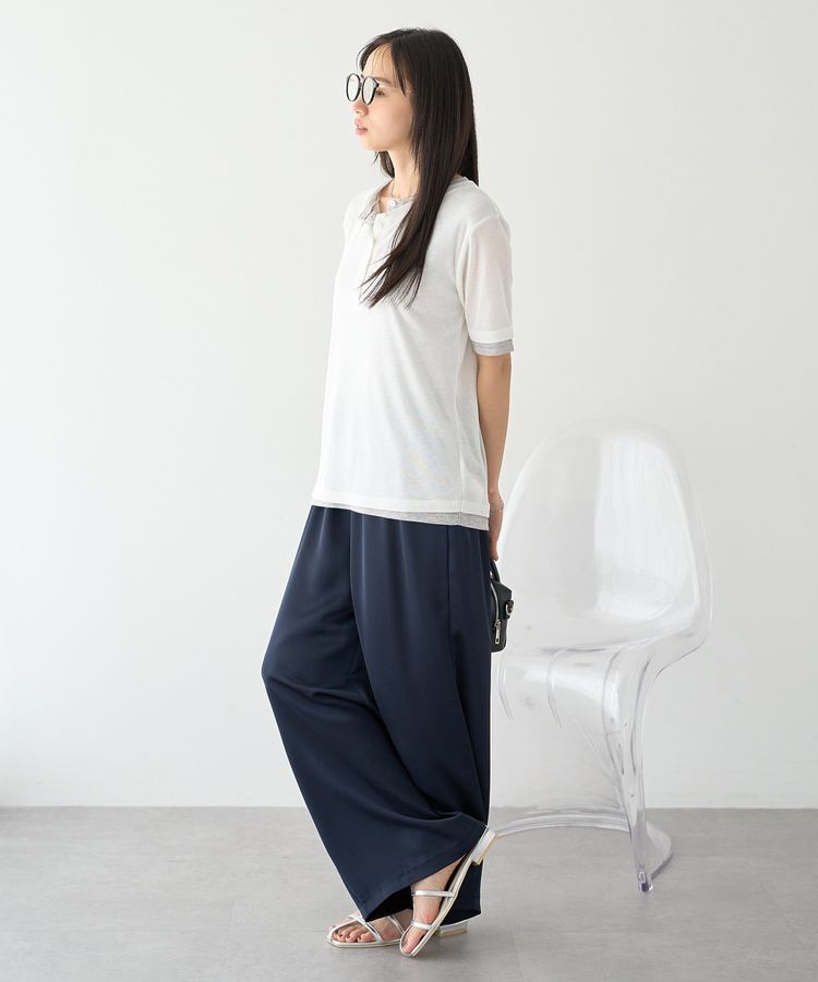 earth music&ecology「シアーレイヤード風5分袖プルオーバー」|Tシャツ・カットソー|