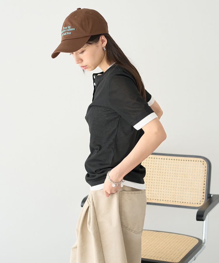 earth music&ecology「シアーレイヤード風5分袖プルオーバー」|Tシャツ・カットソー|