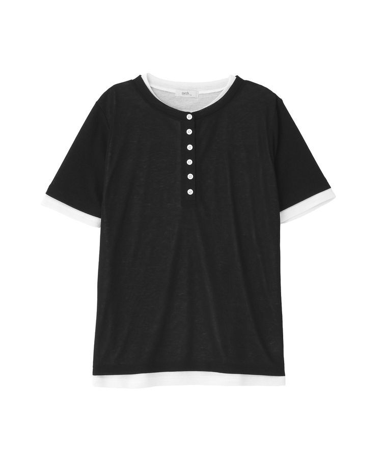 earth music&ecology「シアーレイヤード風5分袖プルオーバー」|Tシャツ・カットソー|