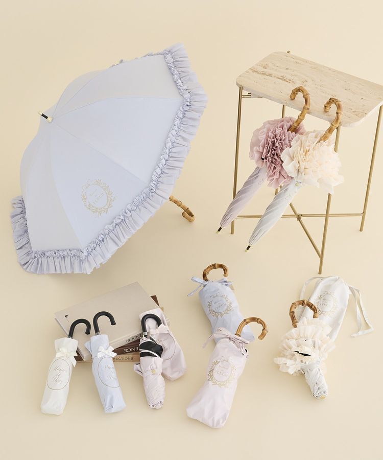 Maison de FLEUR「【晴雨兼用/UVカット率100％生地使用/UPF50+】遮光&UV CUT リボン折りたたみ傘」|傘|