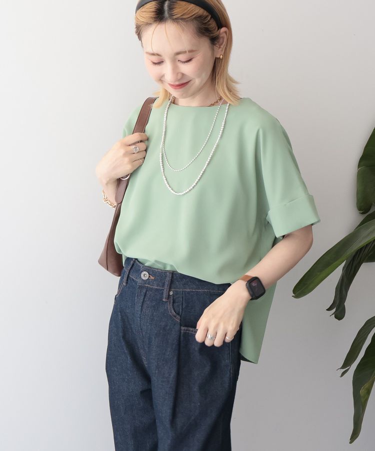 AMERICAN HOLIC「【WEB限定】イージーケア+接触冷感バックタック半袖プルオーバー」|シャツ・ブラウス|