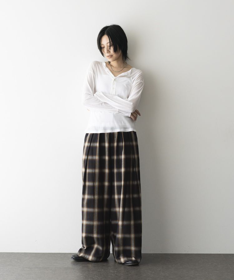GARAGE OF GOOD CLOTHING「【日本製】オンブレチェック２タックワイドパンツ」|その他|