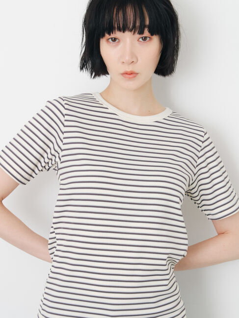 Samansa Mos2「【接触冷感】柄アソート半袖リブカットソー」|Tシャツ・カットソー|