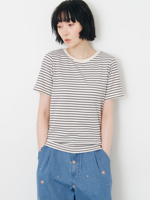 Samansa Mos2「【接触冷感】柄アソート半袖リブカットソー」|Tシャツ・カットソー|