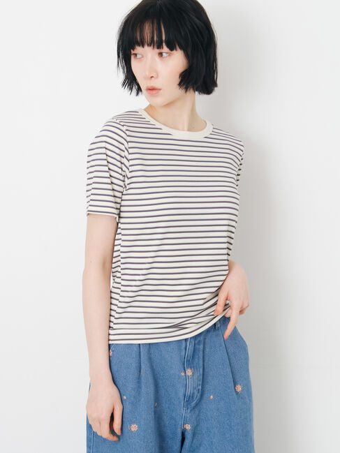 Samansa Mos2「【接触冷感】柄アソート半袖リブカットソー」|Tシャツ・カットソー|