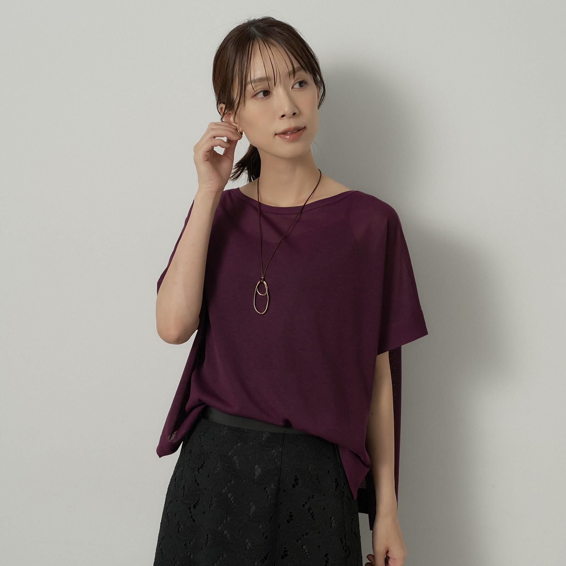 UNTITLED「【アンサンブル可/品のある透け感】Tシャツ風ニットトップス」|ニット・セーター|