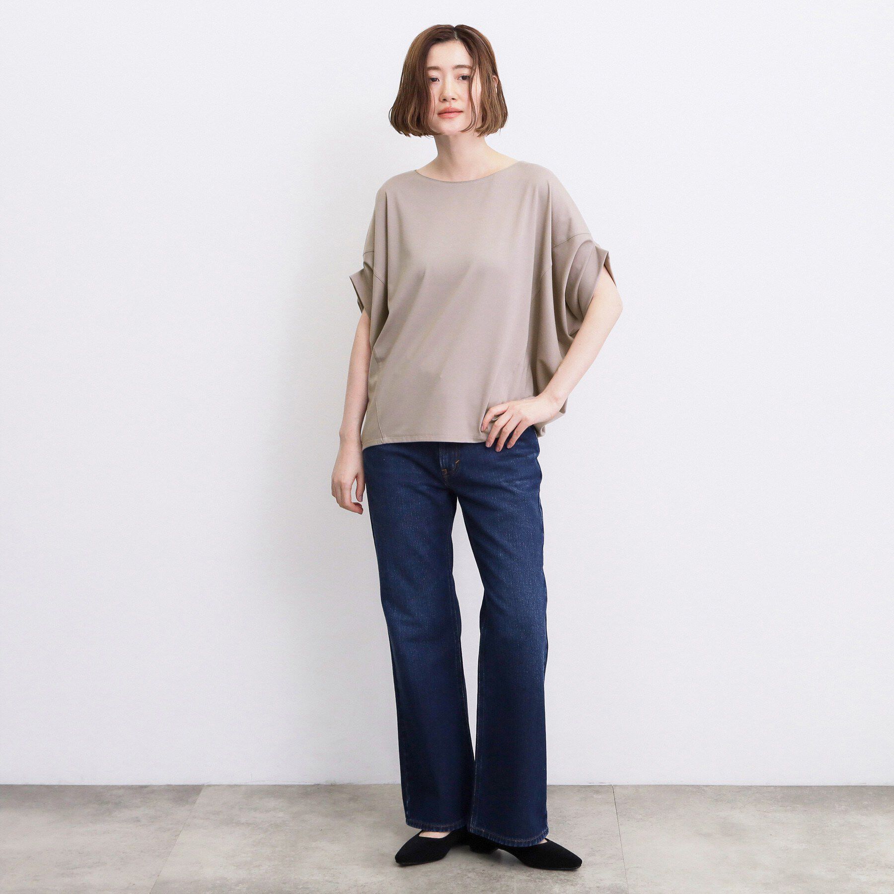 grove「【持続冷感・体型カバー】サテンパイピングドルマンカットソー」|Tシャツ・カットソー|