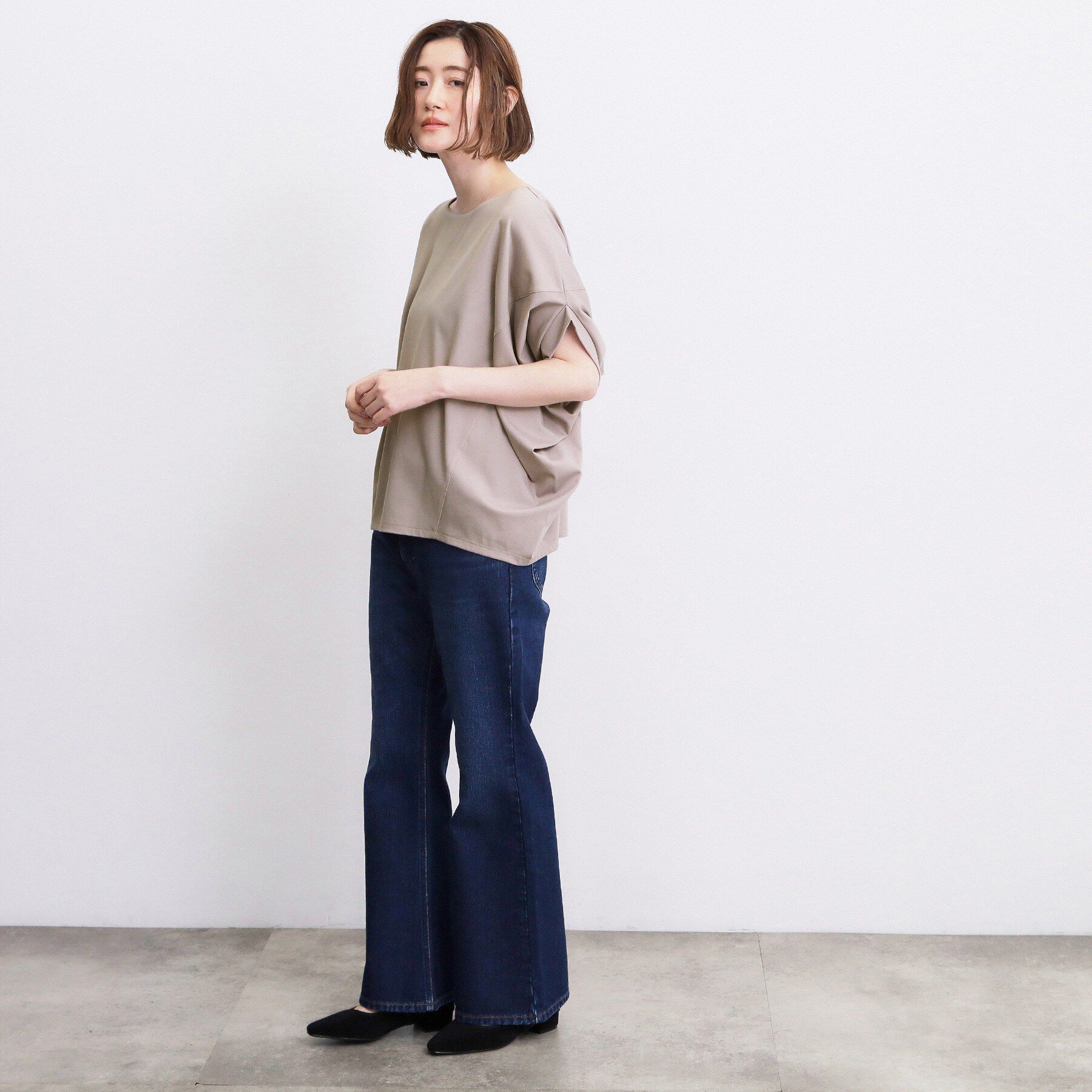 grove「【持続冷感・体型カバー】サテンパイピングドルマンカットソー」|Tシャツ・カットソー|