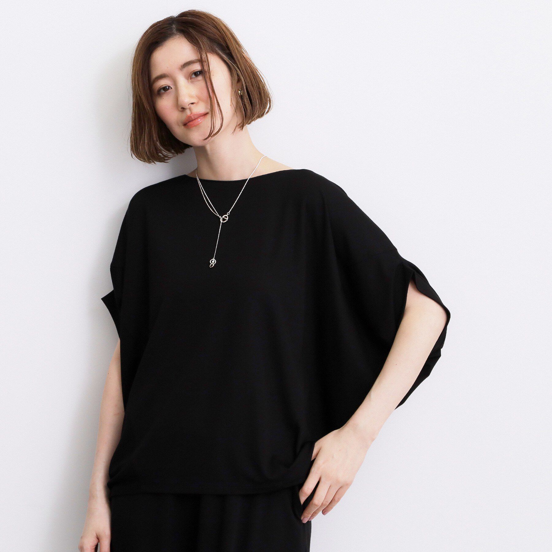 grove「【持続冷感・体型カバー】サテンパイピングドルマンカットソー」|Tシャツ・カットソー|