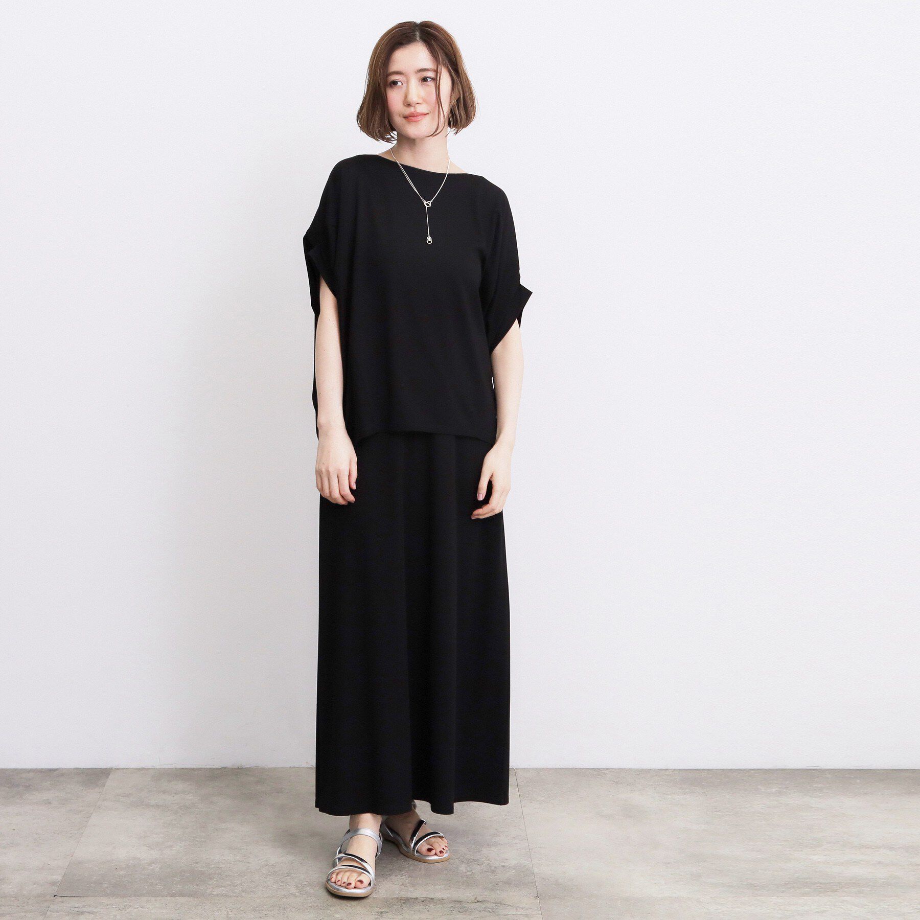 grove「【持続冷感・体型カバー】サテンパイピングドルマンカットソー」|Tシャツ・カットソー|