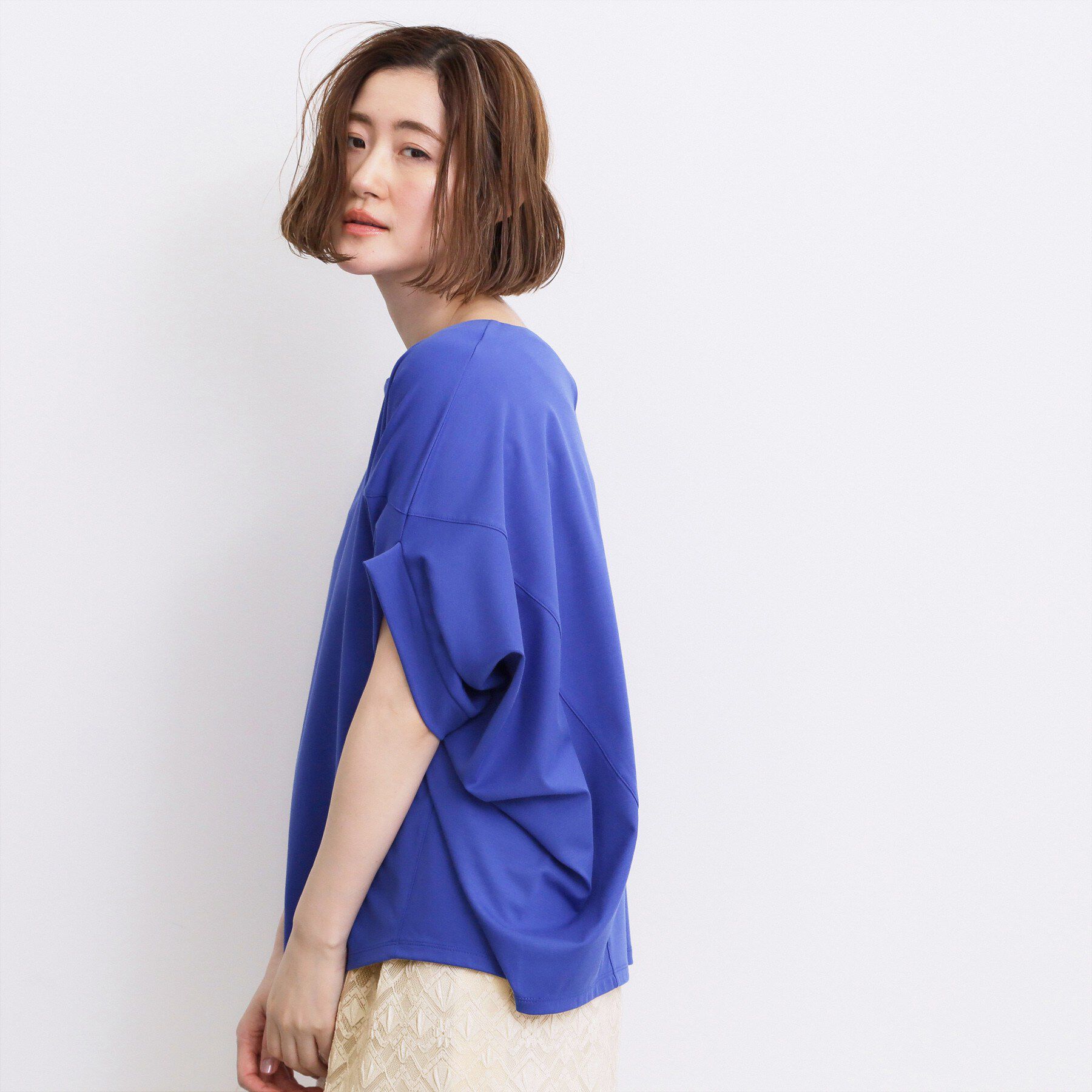 grove「【持続冷感・体型カバー】サテンパイピングドルマンカットソー」|Tシャツ・カットソー|