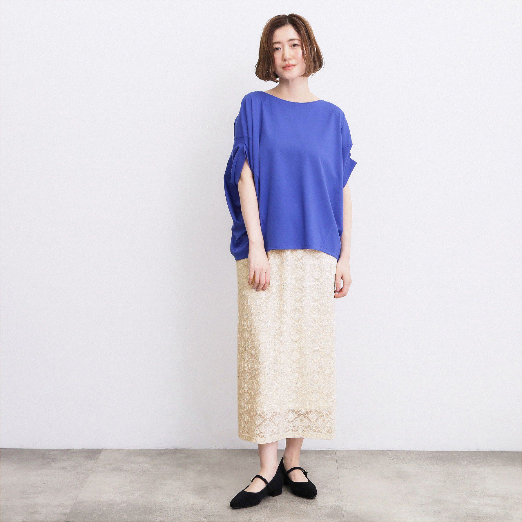 grove「【持続冷感・体型カバー】サテンパイピングドルマンカットソー」|Tシャツ・カットソー|