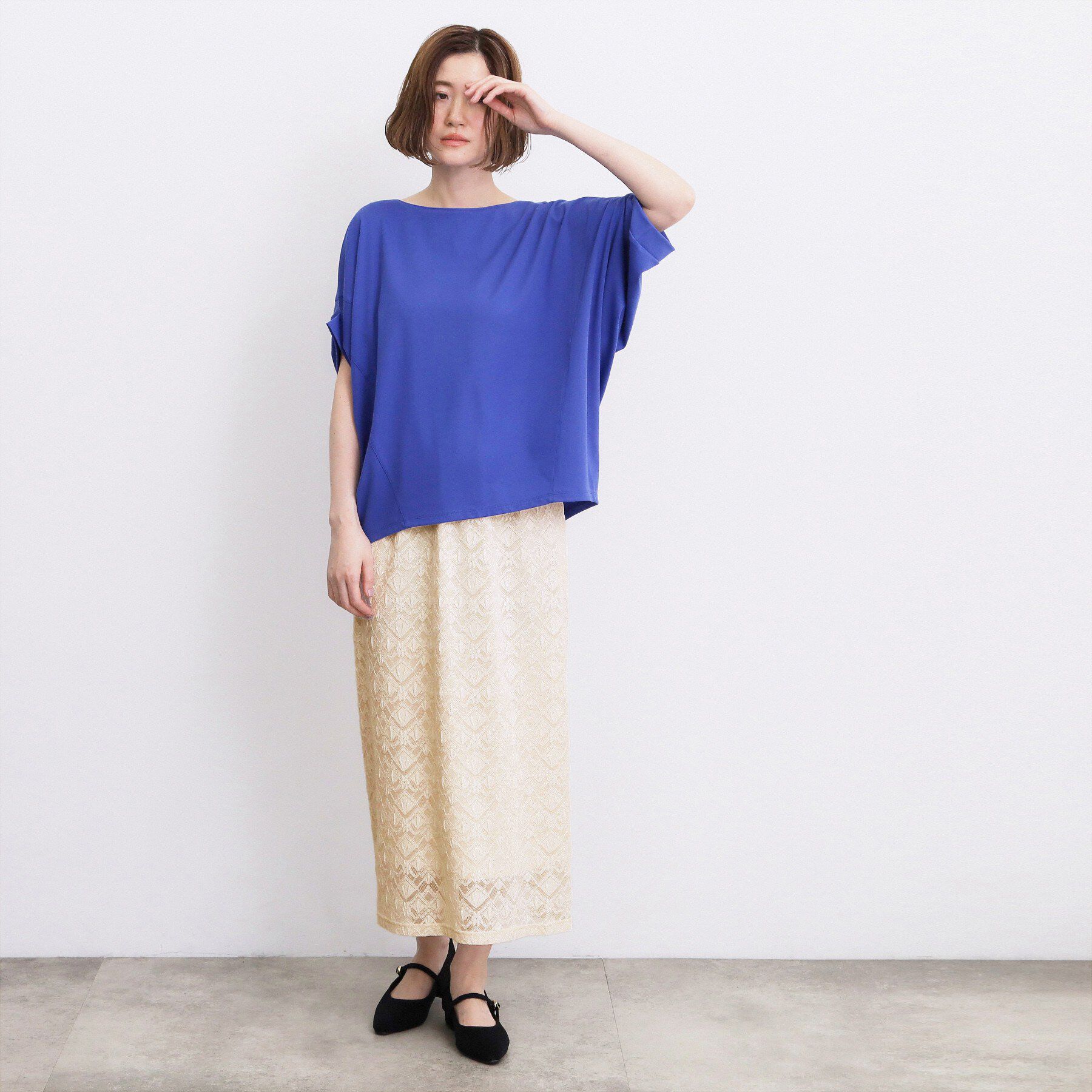 grove「【持続冷感・体型カバー】サテンパイピングドルマンカットソー」|Tシャツ・カットソー|