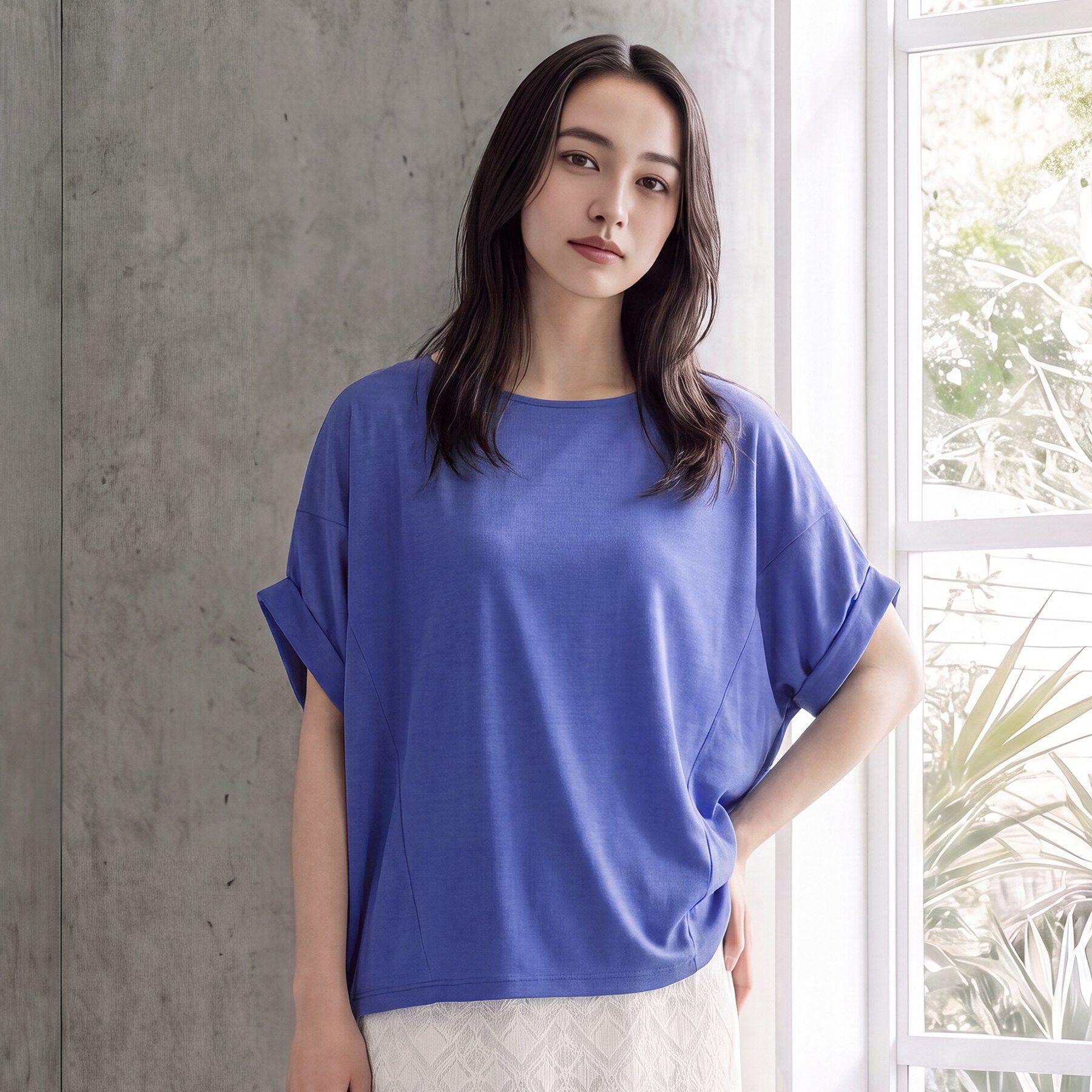 grove「【持続冷感・体型カバー】サテンパイピングドルマンカットソー」|Tシャツ・カットソー|
