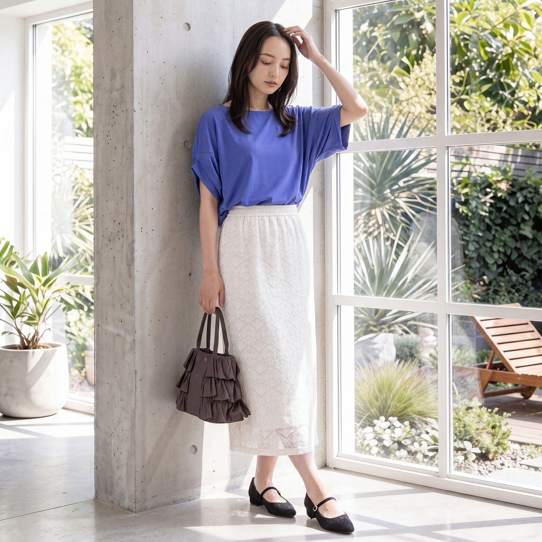 grove「【持続冷感・体型カバー】サテンパイピングドルマンカットソー」|Tシャツ・カットソー|