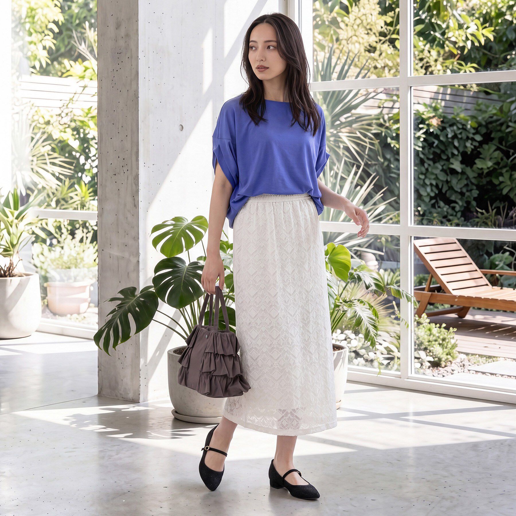 grove「【持続冷感・体型カバー】サテンパイピングドルマンカットソー」|Tシャツ・カットソー|