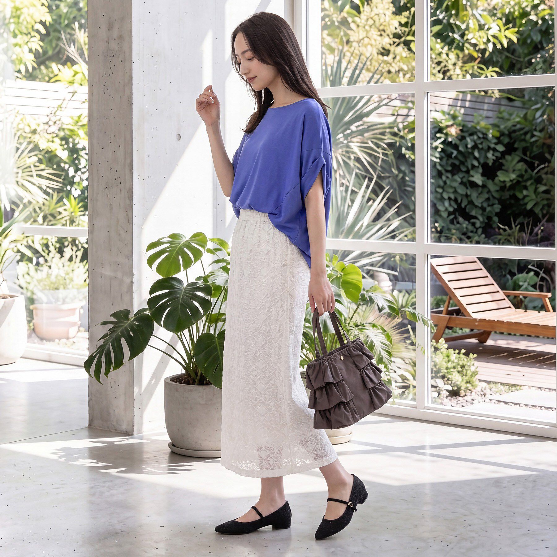 grove「【持続冷感・体型カバー】サテンパイピングドルマンカットソー」|Tシャツ・カットソー|