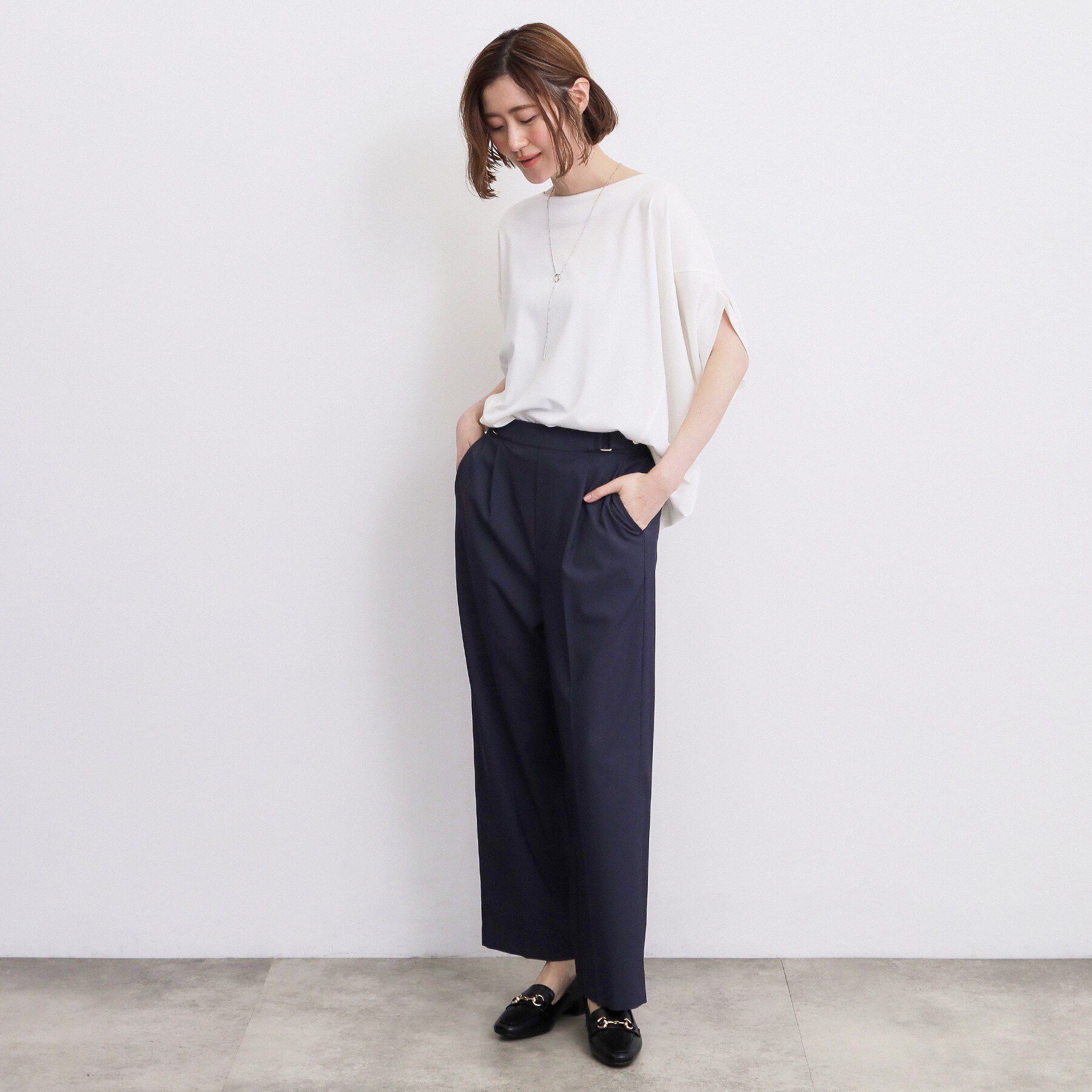 grove「【持続冷感・体型カバー】サテンパイピングドルマンカットソー」|Tシャツ・カットソー|