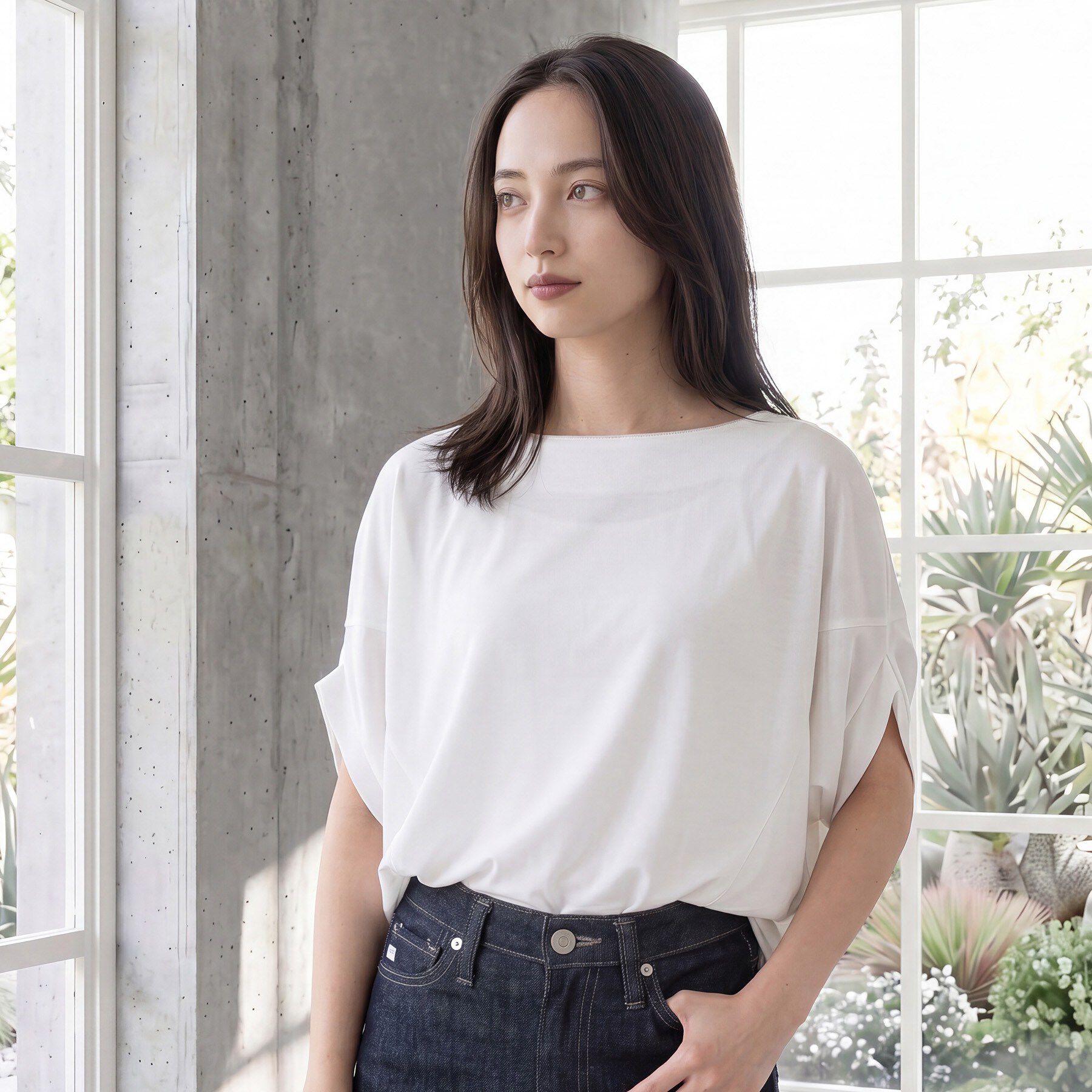 grove「【持続冷感・体型カバー】サテンパイピングドルマンカットソー」|Tシャツ・カットソー|