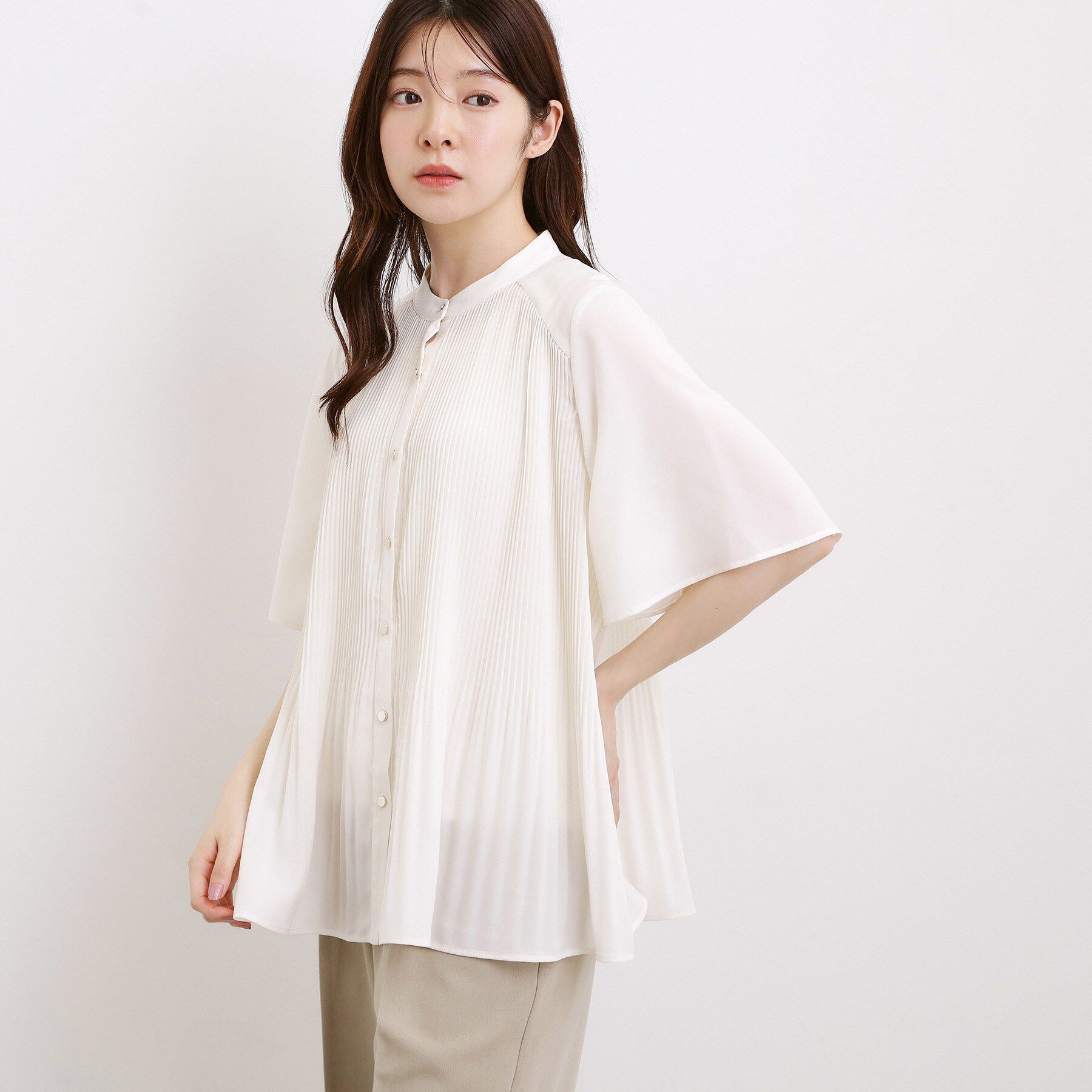 grove「【体系カバー◎】大人フェミニン消しプリーツブラウス」|シャツ・ブラウス|オフホワイト(003