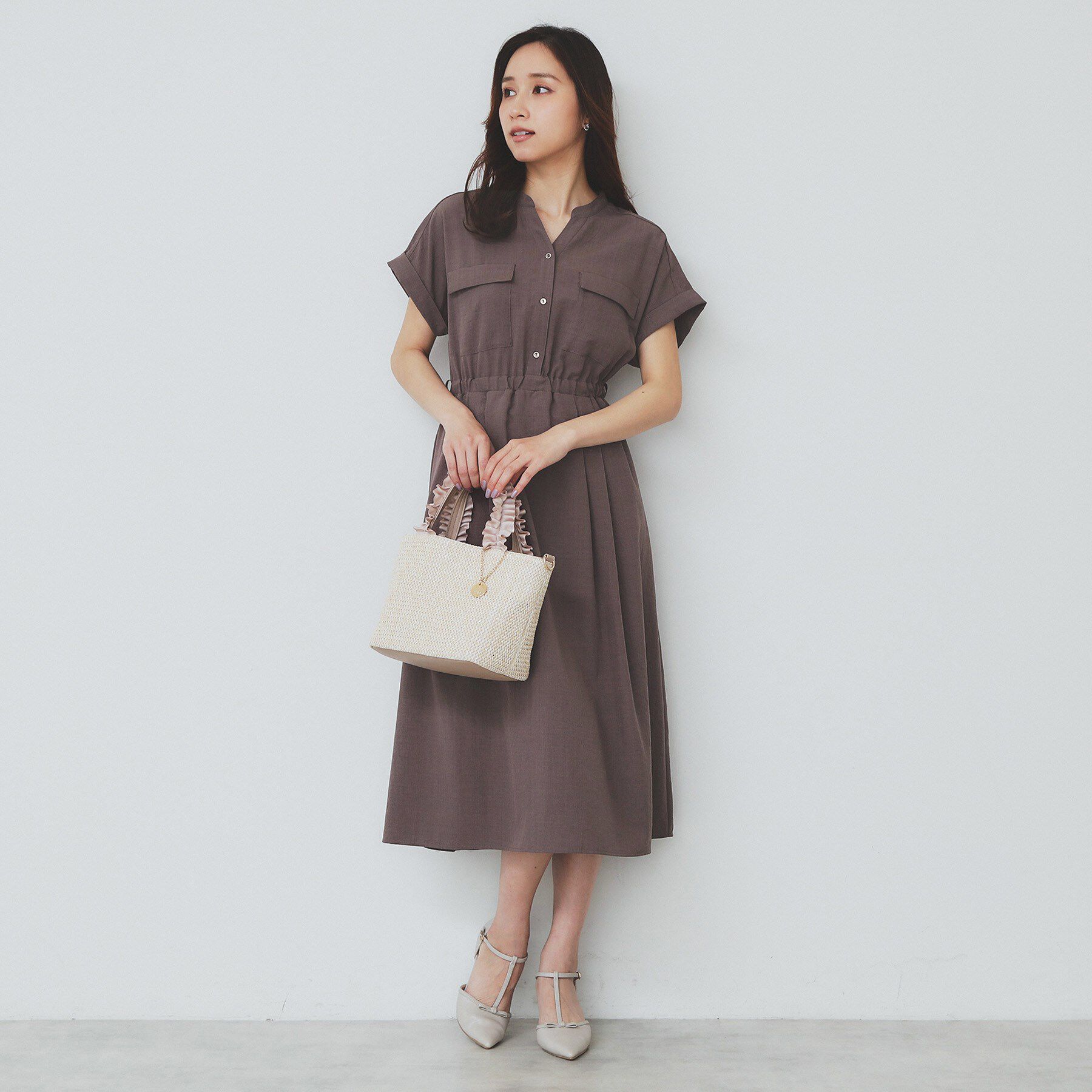 index「《7色展開／XS-LLサイズ》ダブルポケットスキッパーシャツワンピース【吸水速乾／防シワ／イージーア」|ワンピース|