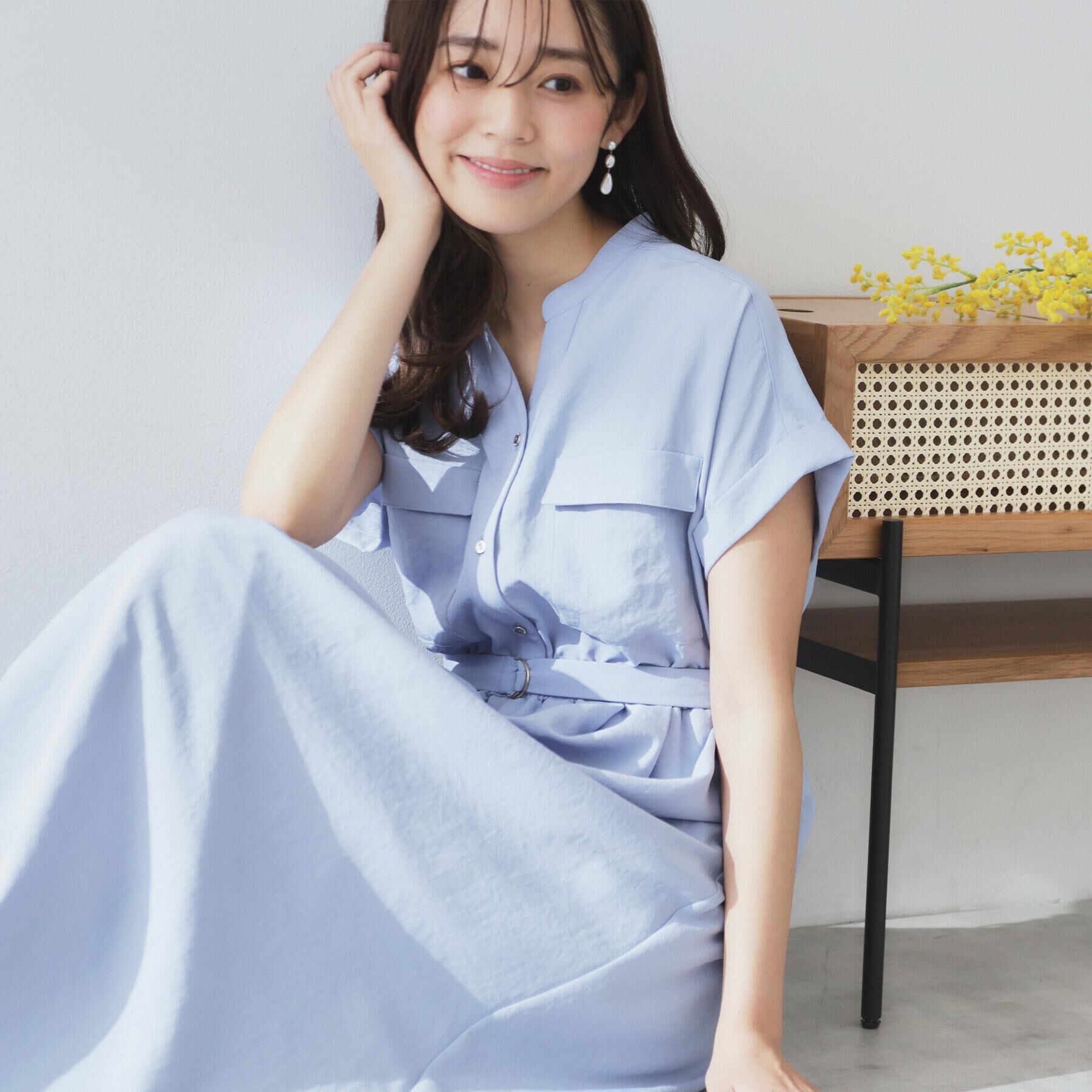 index「《7色展開／XS-LLサイズ》ダブルポケットスキッパーシャツワンピース【吸水速乾／防シワ／イージーア」|ワンピース|