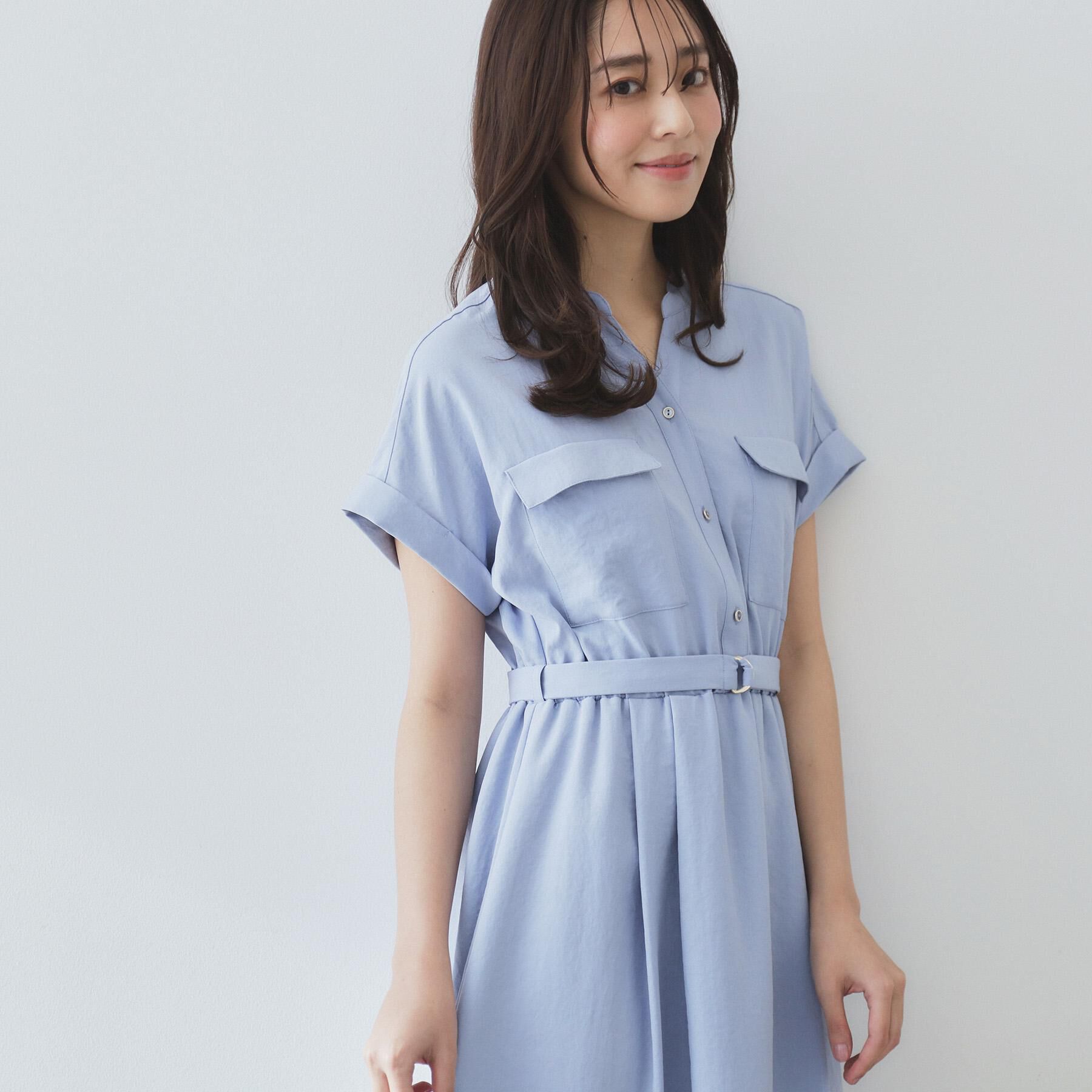 index「《7色展開／XS-LLサイズ》ダブルポケットスキッパーシャツワンピース【吸水速乾／防シワ／イージーア」|ワンピース|