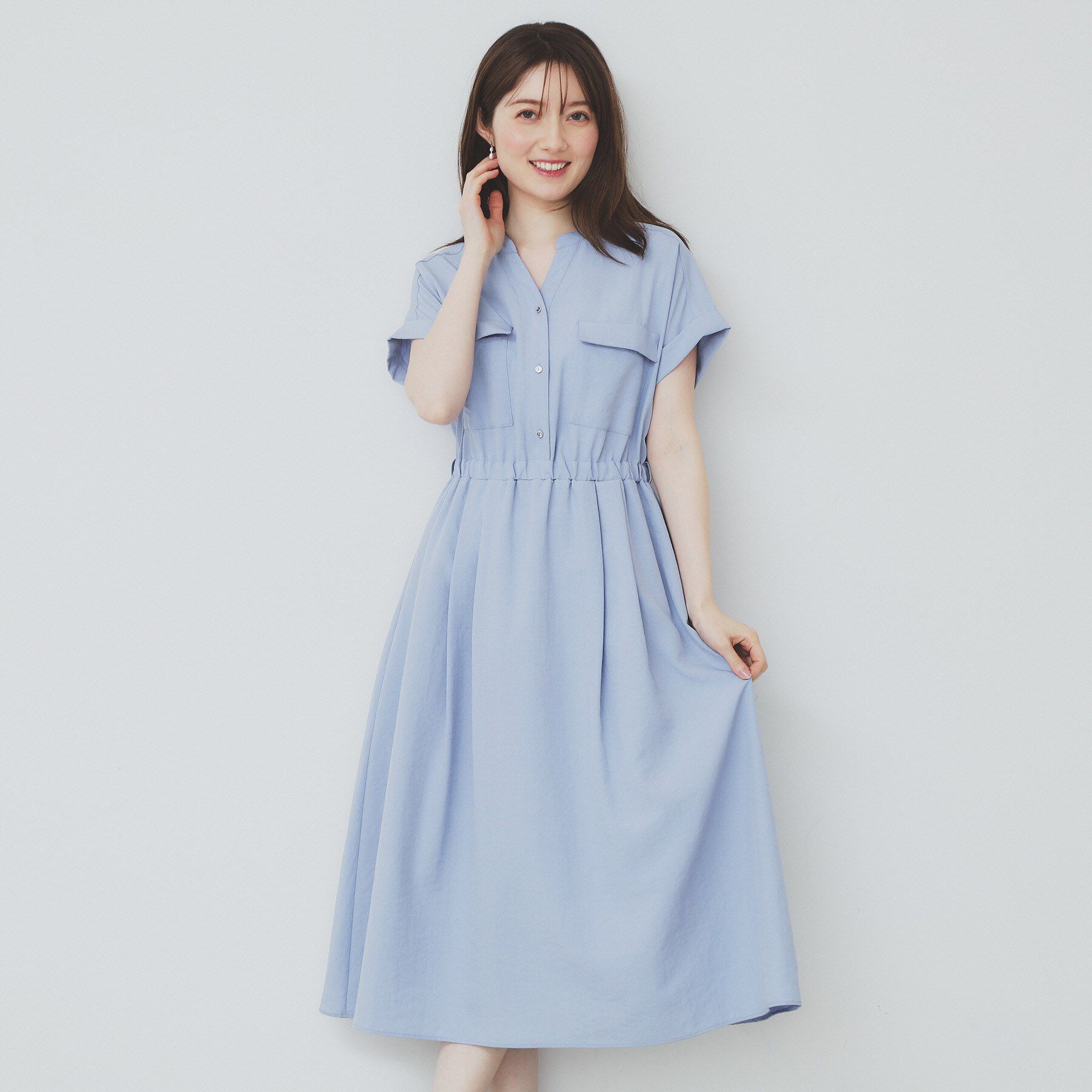 index「《7色展開／XS-LLサイズ》ダブルポケットスキッパーシャツワンピース【吸水速乾／防シワ／イージーア」|ワンピース|