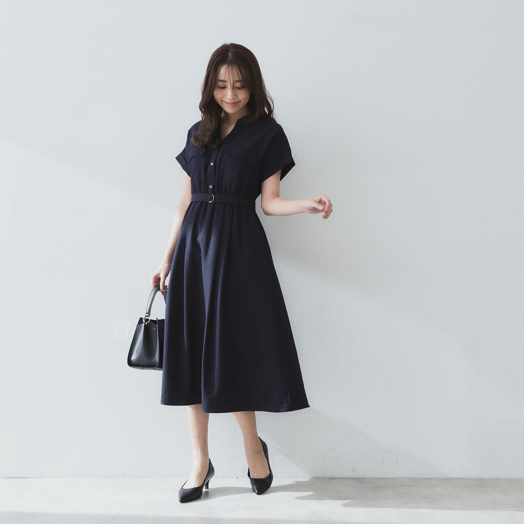 index「《7色展開／XS-LLサイズ》ダブルポケットスキッパーシャツワンピース【吸水速乾／防シワ／イージーア」|ワンピース|