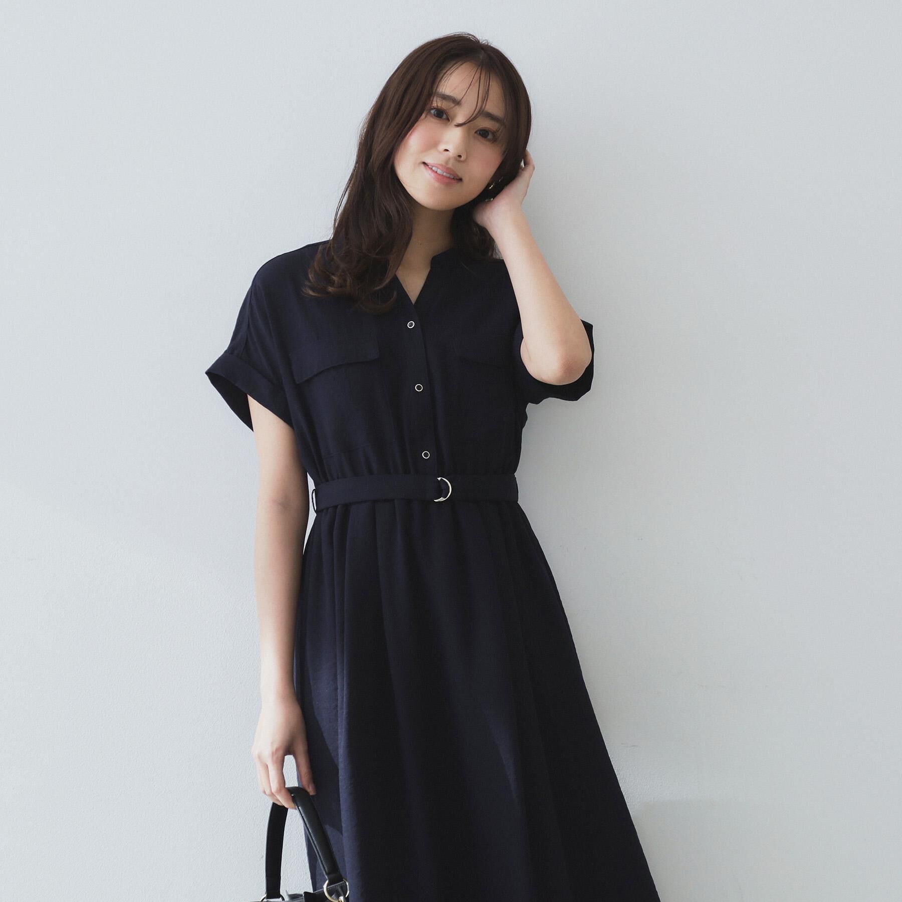 index「《7色展開／XS-LLサイズ》ダブルポケットスキッパーシャツワンピース【吸水速乾／防シワ／イージーア」|ワンピース|