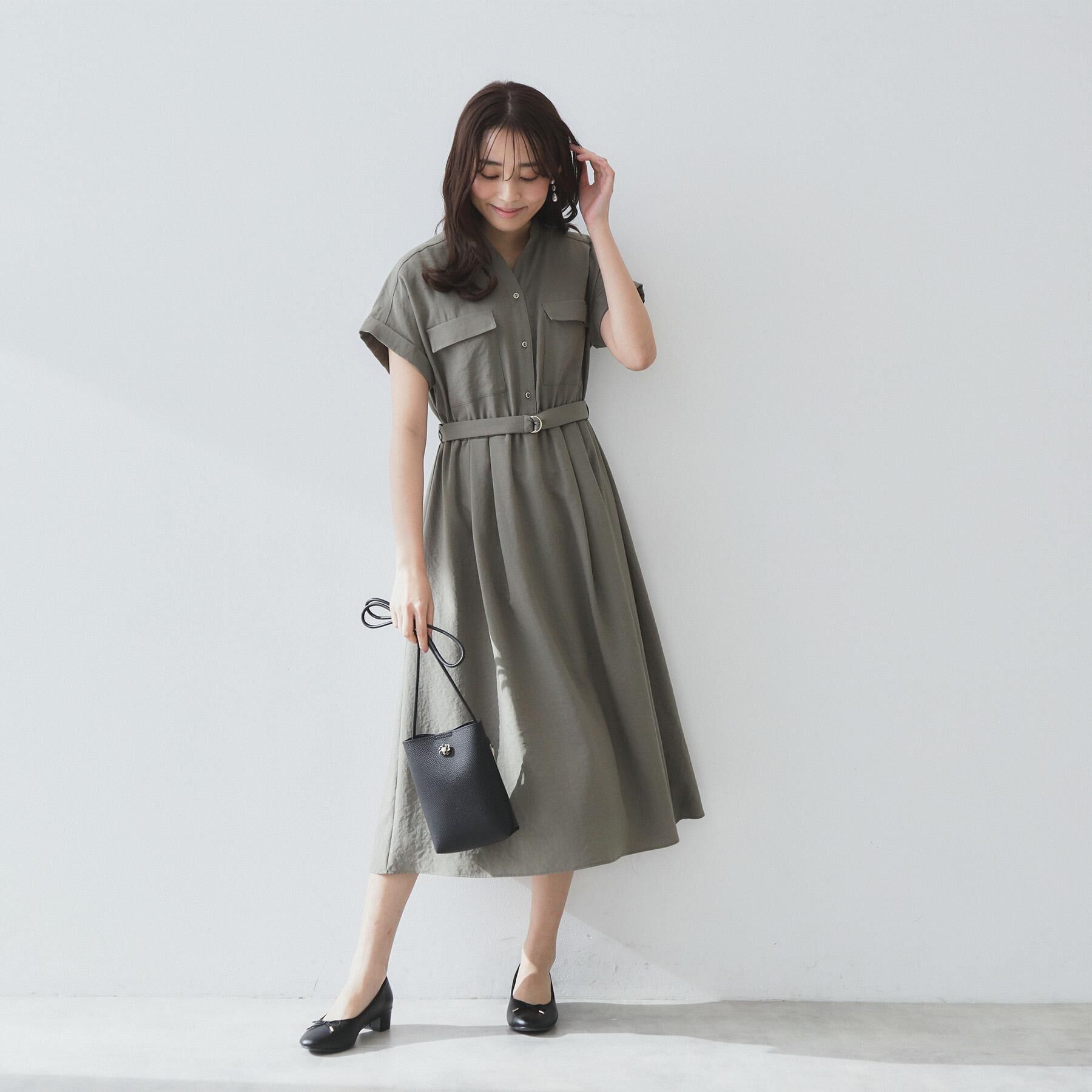 index「《7色展開／XS-LLサイズ》ダブルポケットスキッパーシャツワンピース【吸水速乾／防シワ／イージーア」|ワンピース|