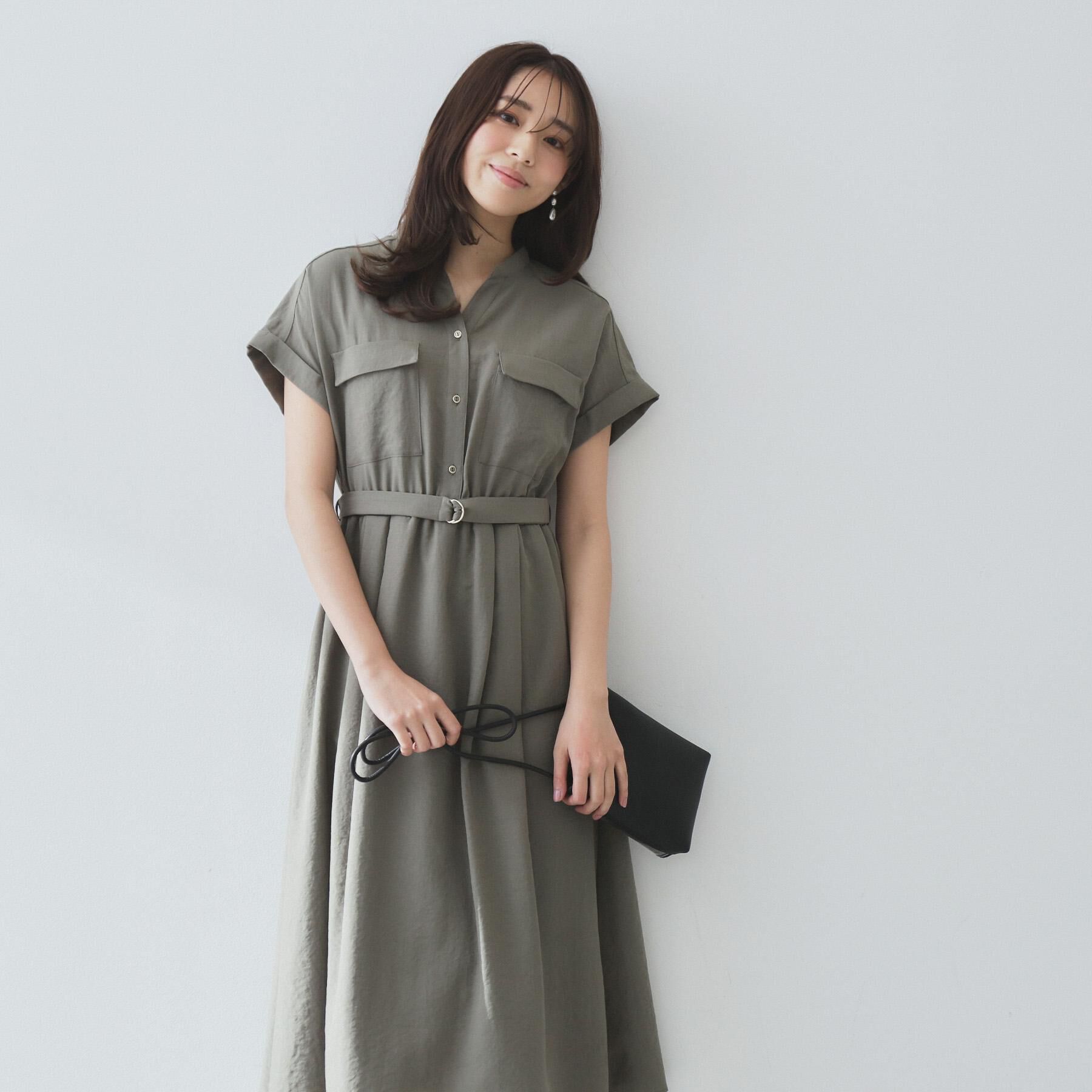 index「《7色展開／XS-LLサイズ》ダブルポケットスキッパーシャツワンピース【吸水速乾／防シワ／イージーア」|ワンピース|