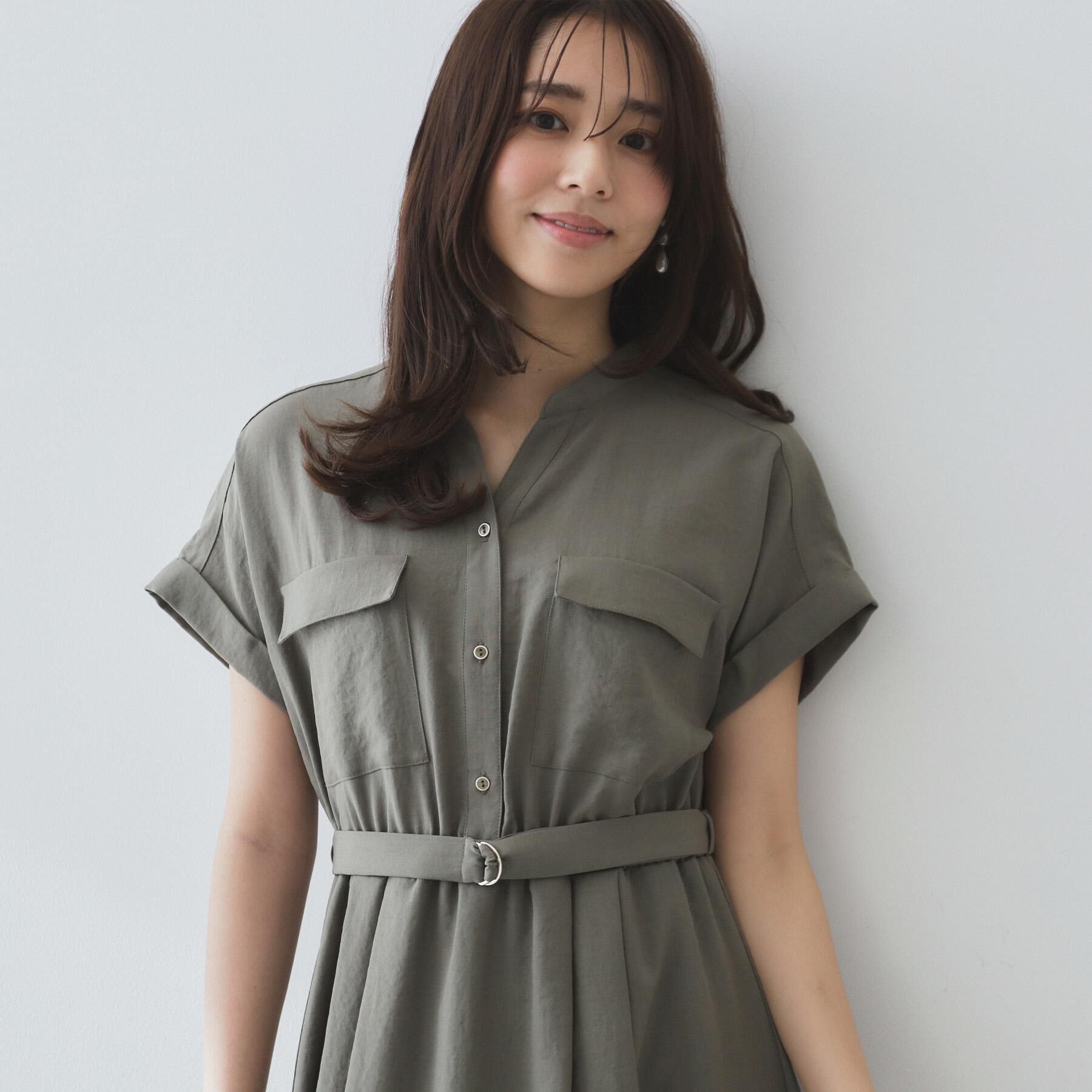 index「《7色展開／XS-LLサイズ》ダブルポケットスキッパーシャツワンピース【吸水速乾／防シワ／イージーア」|ワンピース|